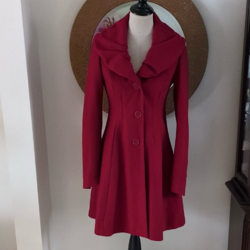 Express Bold Red Pea Coat